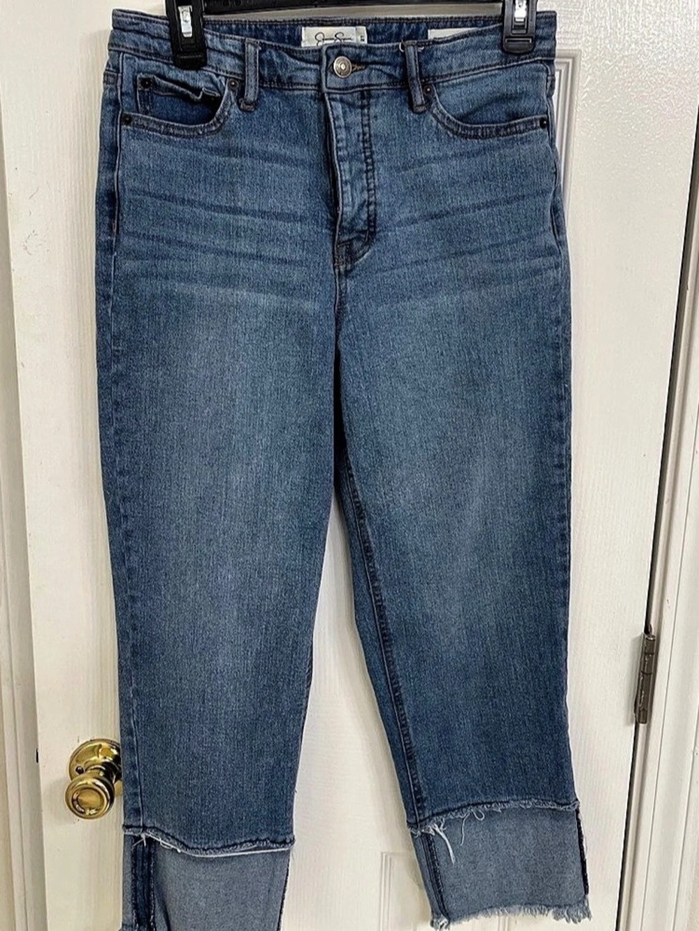 Joe's Jeans theowback vintage straight Raw Hem Knee Slit Jeans Waist 27 Blue